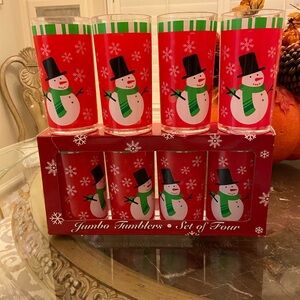 Christmas Set of 8 Snowman plastic Tumblers cups